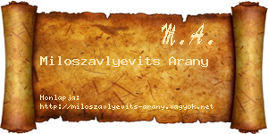 Miloszavlyevits Arany névjegykártya